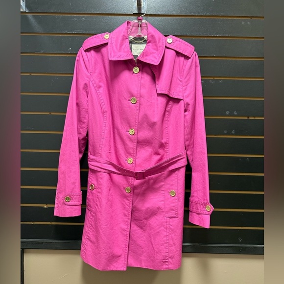 Banana Republic Jackets & Blazers - Banana Republic Pink Trench Coat Gold Buttons Knee Length
